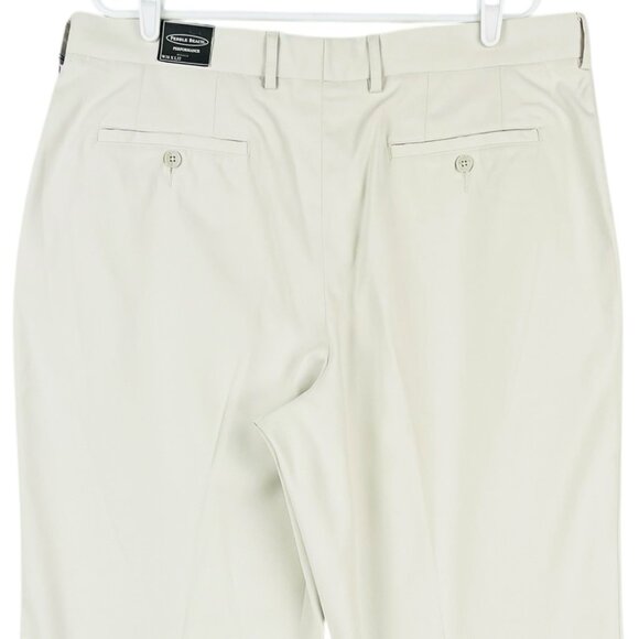 Pebble Beach Men's Performance Straight Flat Front Cream Pants Size 38x32 NWT - Picture 4 of 15